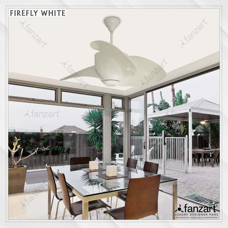 Fanzart Firefly White – 44″ Modern fan with 3 x ABS Glossy White blades, BLDC motor, Summer-Winter feature and Remote Control