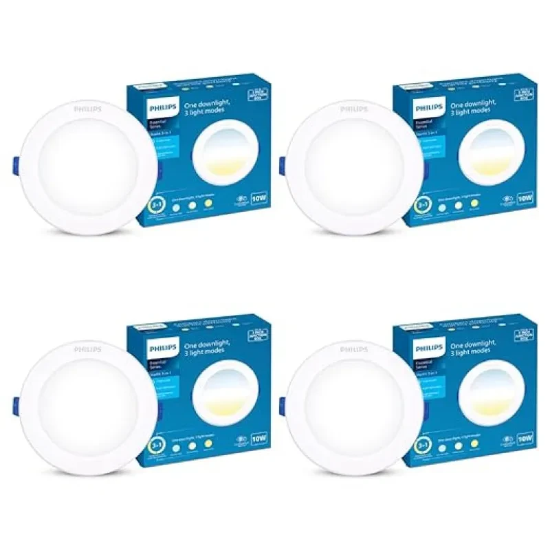 PHILIPS 10-watt 3 Colours in 1 LED Downlighter | Starfit 3 Colours in 1 LED Downlighter for Home & Decoration | Colour : Tunable White, Pack of 4