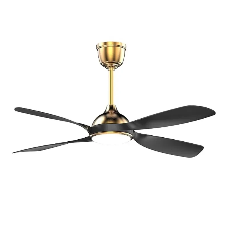 Sturlite Astoria 1320mm Smart Ceiling Fan with Remote| 2-Way Rotation BLDC Motor| Voice on Command Operation (Siri, Google, Alexa, IHome)| IOT with (3 in 1) Dimmable light - (Brass +Black)