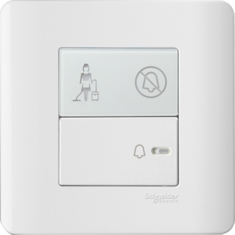 Schneider ZENcelo: 1G Full-Flat Bell switch illuminated DND & PCU Symbol opal sand