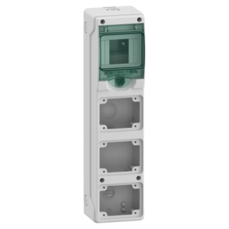 Schneider WeatherProof Mini Enclosures - (suitable to mount modular devices 16A socket) - 4 module 3 Horizontal opening - (13177)