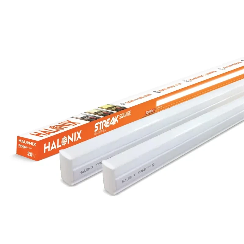 Halonix 20W White 4 ft tubelight Streak square led batten Pack of 2 | led tube light for home | LED Batten for Living Room & Bedroom | Bright & Energy Efficient Tubelight for Home |