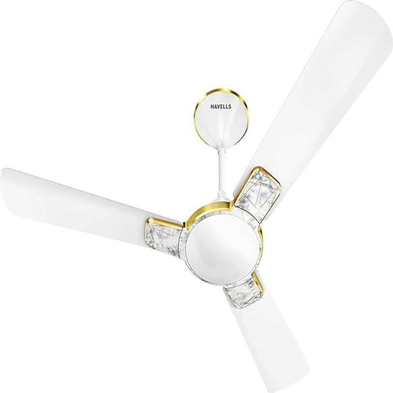 Havells Enticer Art Nature Marble 1200mm Decorative, Dust Resistant, (HPLV), High Speed Ceiling Fan (Peral White)