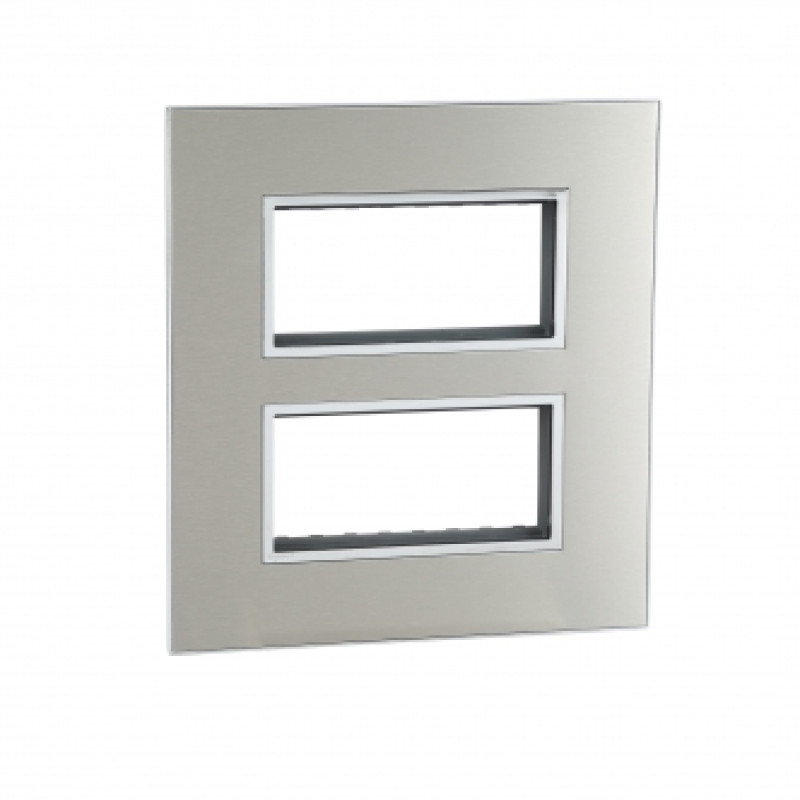 Legrand Arteor Metal Finish Square Cover Plate w Overmoulded Plate 2x4 Module (Stainless Steel)