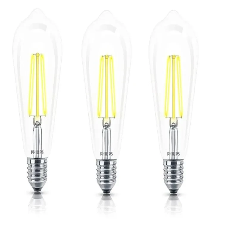 PHILIPS 4-watt E27 ST64 LED Glass Filament Bulb | Decorative LED Bulb for Home Decoration | Warm White - Golden Yellow, Pack of 3