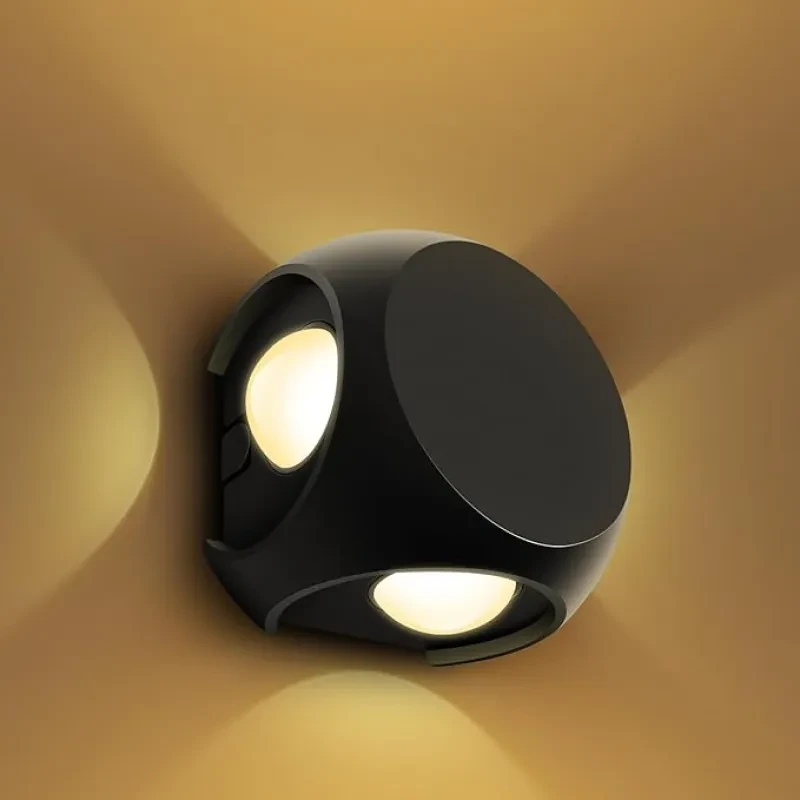 wipro Garnet 12 Watt 4 Ray Round Outdoor Wall Light for Home | 4 x 3W| IP65 LED Wall Light | Warm White, Yellow 2700K | Aluminium Housing |(Black Body, Pack of 1)