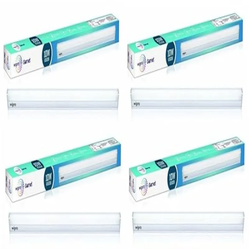 wipro Garnet 10W LED Batten for Living Room & Bedroom|Bright & Energy Efficient Tubelight for Home & Office|Cool Day Light (6500K) with 1000 lm|Tubelight for Dressing Table & Mirror|2Feet, Pack of 4