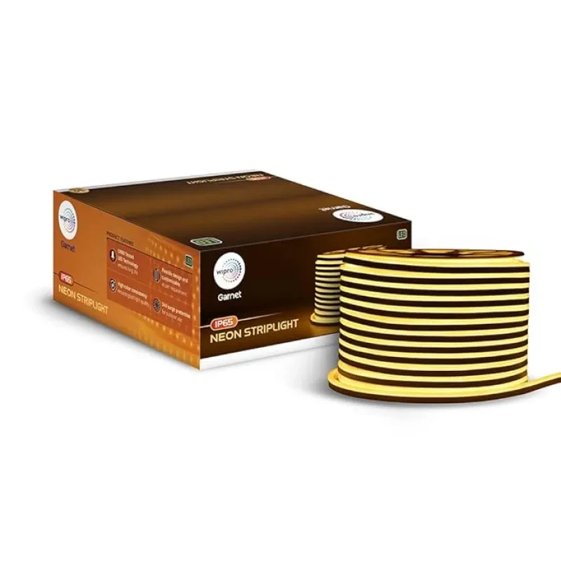 wipro Garnet 50 mtr Neon LED Strip Light| 120 LEDs - mtr | Warm White | IP65-Waterproof | Flexible Strip Light for Outdoor & Indoor for Diwali, Christmas| Strip for Balcony, False Ceiling |Pack of 1