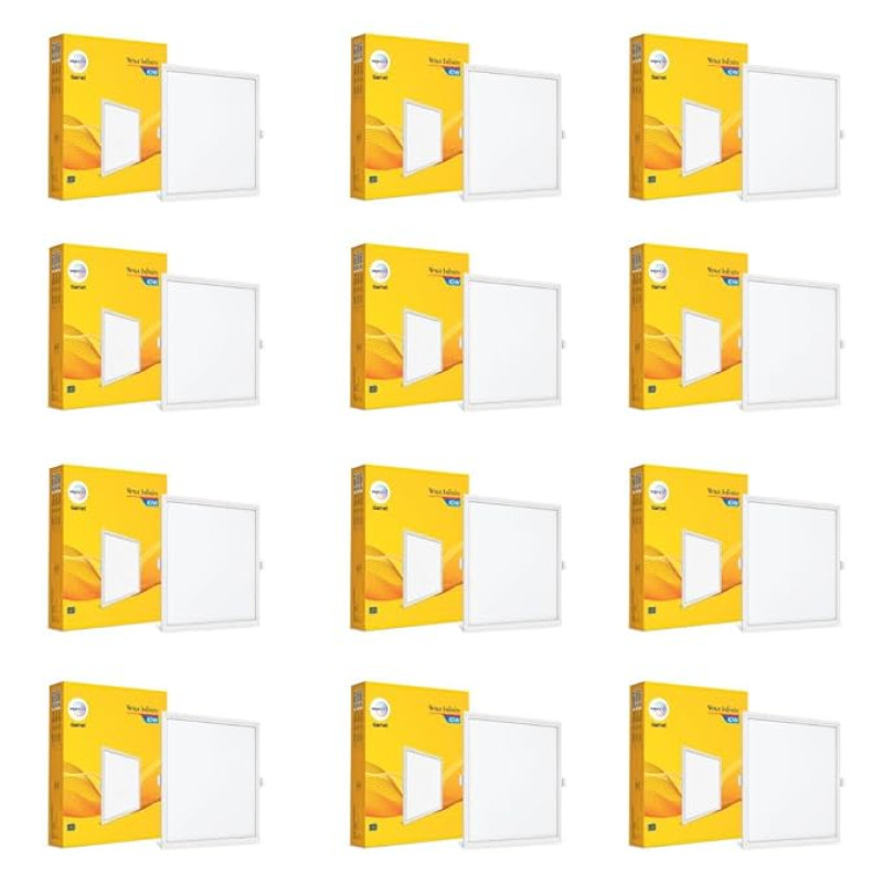 Wipro Garnet 10W Square LED Wave Infinity Panel |Cool White Light (6500K)|Rimless Panel with Ultra-Slim Design | Recessed Down Light for False Ceiling |POP Ceiling Light|Cutout - 130x130mm |Pack of 12