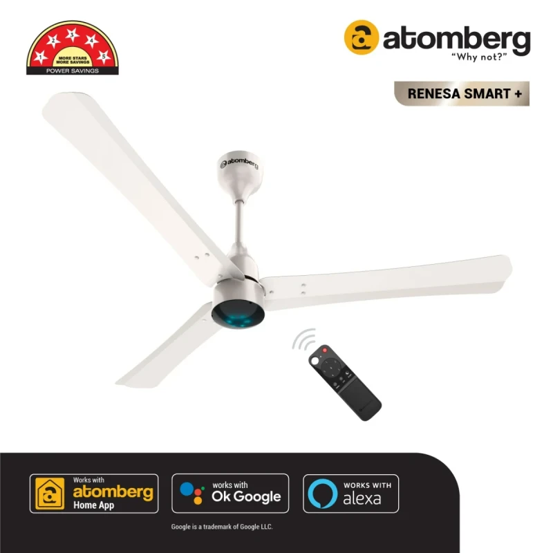 Atomberg Renesa Smart+ 1200 mm BLDC Ceiling Fan with IoT, Remote Control & LED Indicators