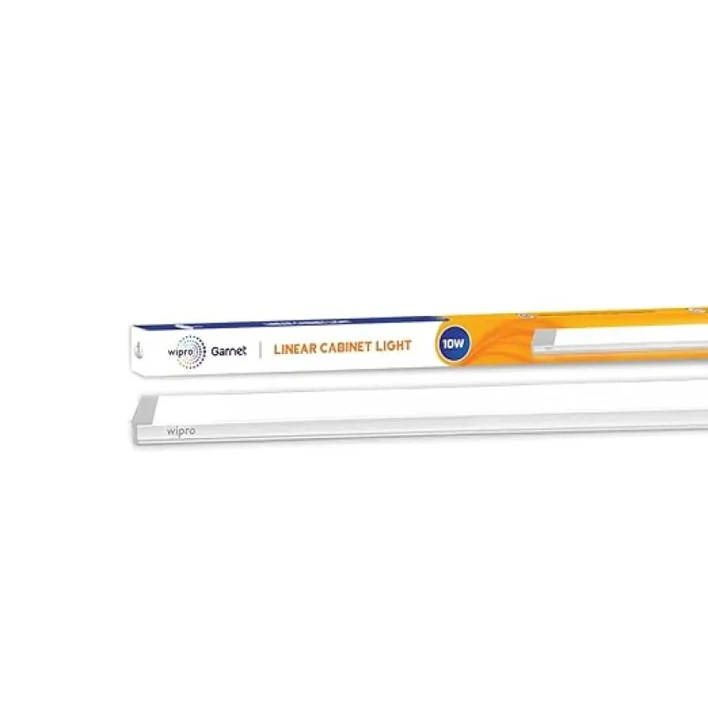 wipro Garnet 10W LED Linear Cabinet Light | Bright & Energy Efficient Tubelight for Home | Cool Day Light (6500K) | Under Cabinet Light for Wardrobe,Kitchen Shelf | Aluminium case| 1Feet, Pack of 1
