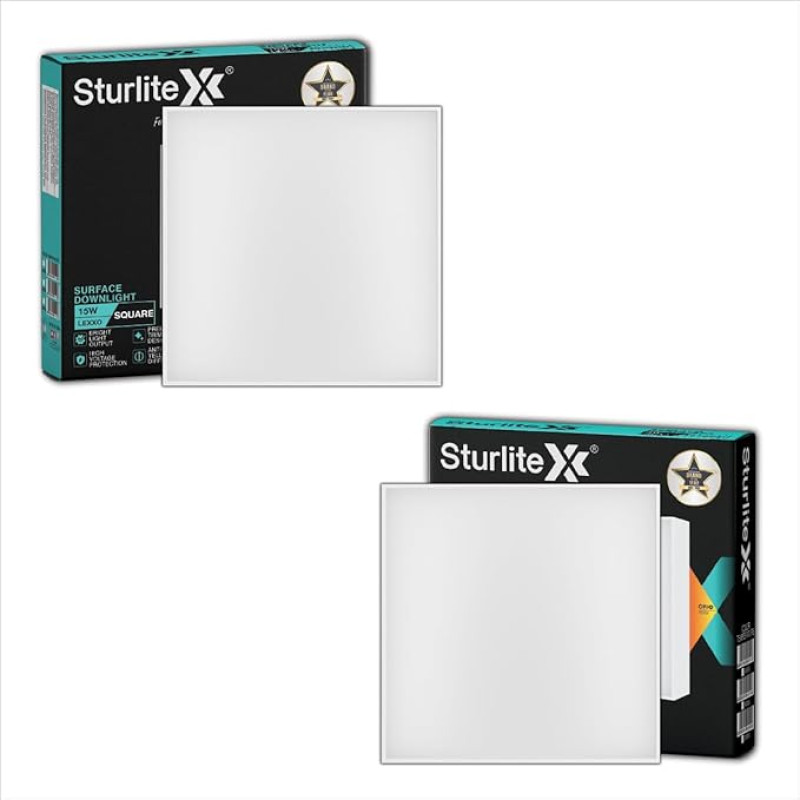 Sturlite Lexxo 15W Square LED Surface Light| 6500k Cool White Color Temperature  (Pack of 2)