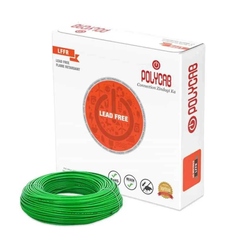 Polycab FR-LF 1 SQ-MM, 90 Meters PVC Insulated Copper Wire Single Core Flexible House Cable for Domestic & Industrial Connections Electric Wire (Green)