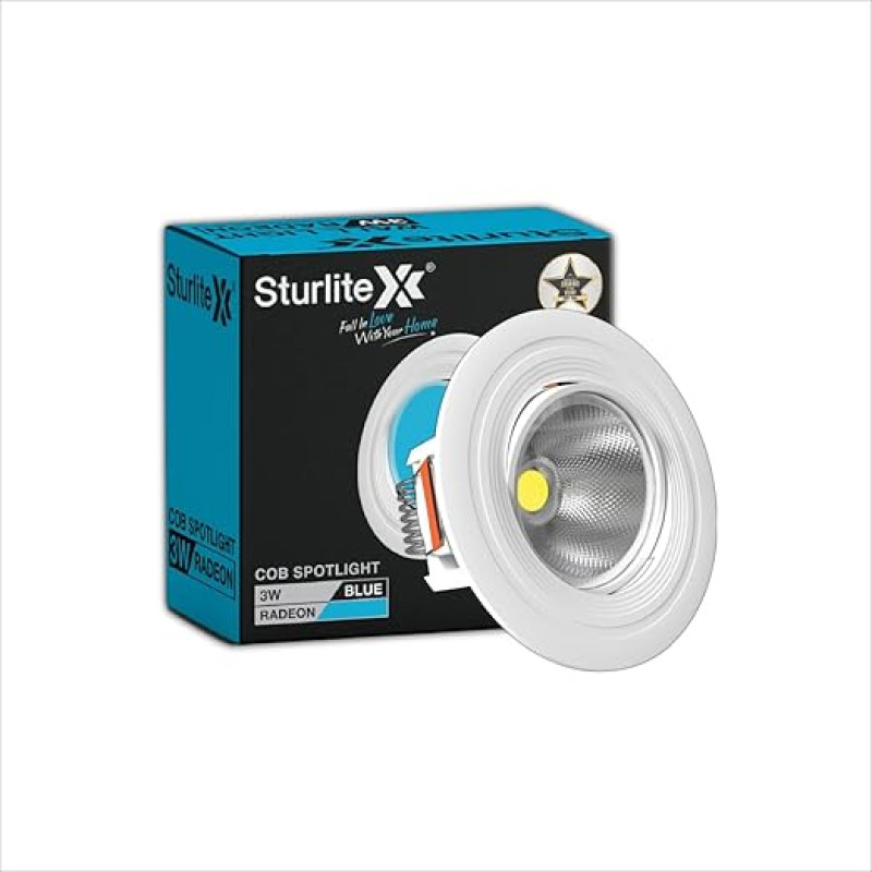 Sturlite Radeon 3W LED Spotlight| Blue Light Color| 36mm-Cutout & Compact Design Ceiling Ligh| CRI Tech With High Voltage Protection Downlight - Pack of 1