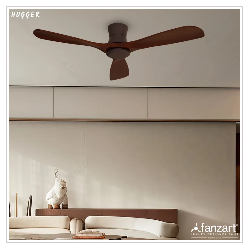 Fanzart Hugger- 52″ Hugger fan with 3x High Quality Wooden Blades, Whisper-Quiet BLDC Motor, Summer-Winter Feature, Remote Control