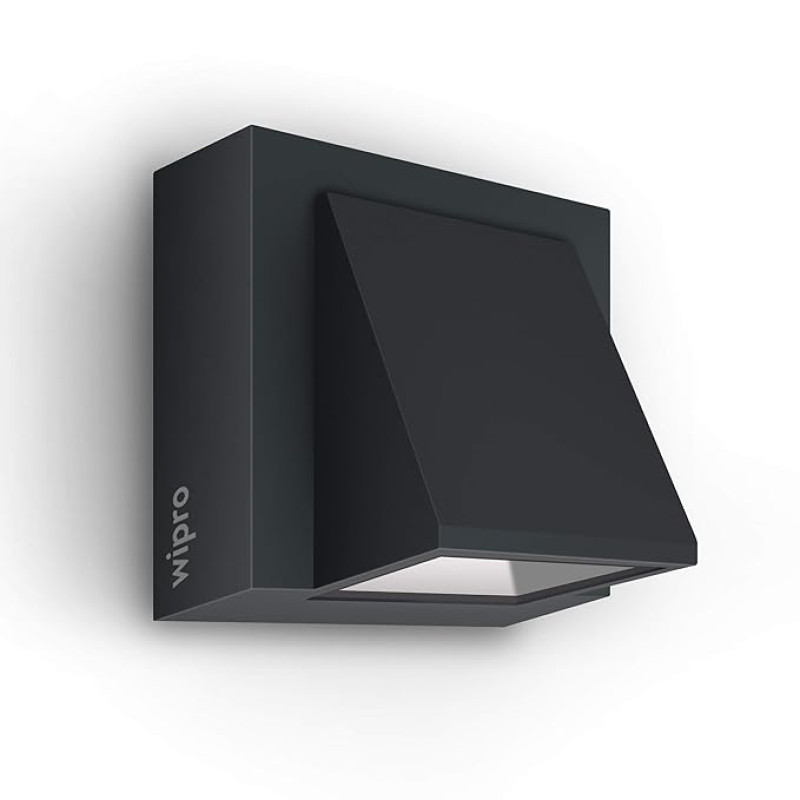 Wipro Garnet 1x6W Unidirectional Down Rectangular Outdoor Wall Light for Home | IP54 Led Wall Light | Warm White, Yellow 2700K | Aluminium Housing |Pack of 1