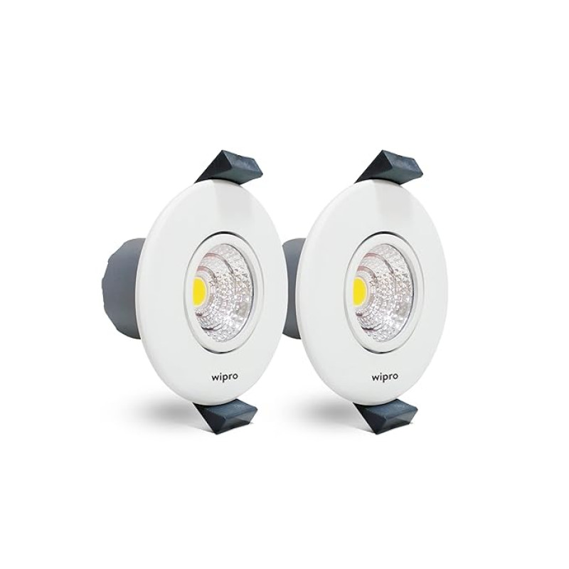 wipro Garnet 3W Round Led Mini Spotlight |Cob Spotlight for Ceiling|Red Color | Adjustable Design | Recessed Tiltable Downlighter for False Ceiling | Cutout - 58Mm |Pack of 2