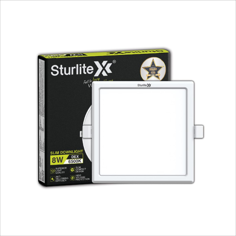 Sturlite Dex 8W Square LED Downlight| Cool White Color Temperature| 800 Lumens with CRI Tech for Various Ceiling Types and Rooms - (Pack of 1)