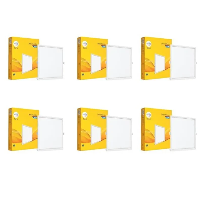 wipro Garnet 15W Square LED Wave Infinity Panel |Warm White Light (2700K)|Rimless Panel with Ultra-Slim Design | Recessed Down Light for False Ceiling |POP Ceiling Light|Cutout - 150x150mm |Pack of 6
