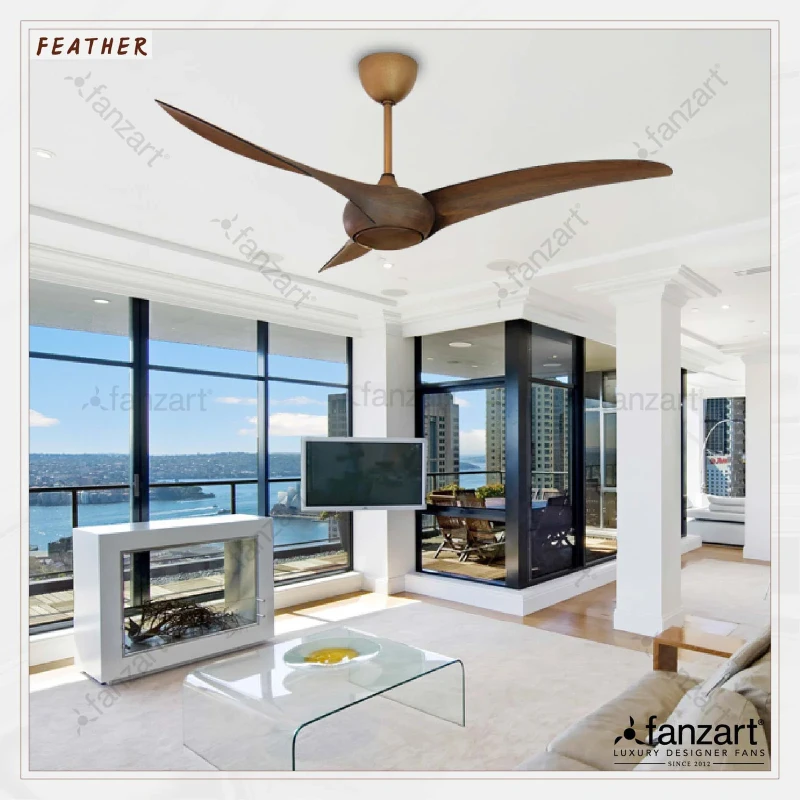 Fanzart  Feather – 54” Contemporary fan with 3 x ABS blades, BLDC motor, Summer-Winter feature and Remote Control::