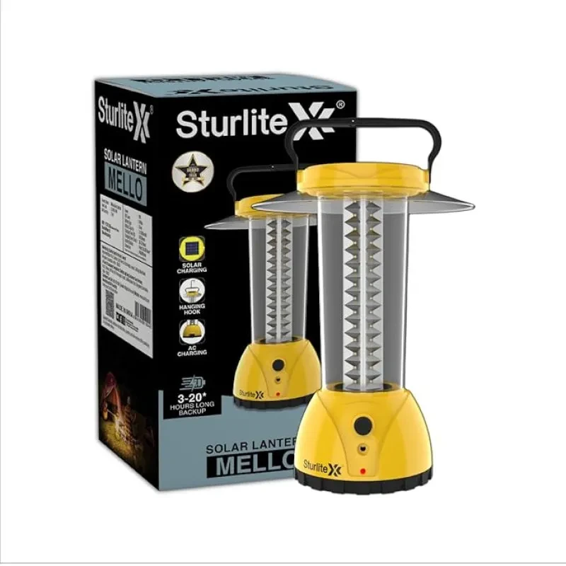 Sturlite Mello 5Watt Solar + AC Supply LED Lantern| Rechargeable Emergency Light| Two 2000mAh Li-ion Batteries| 20 Hrs Long Battery Back Up LED Lamp
