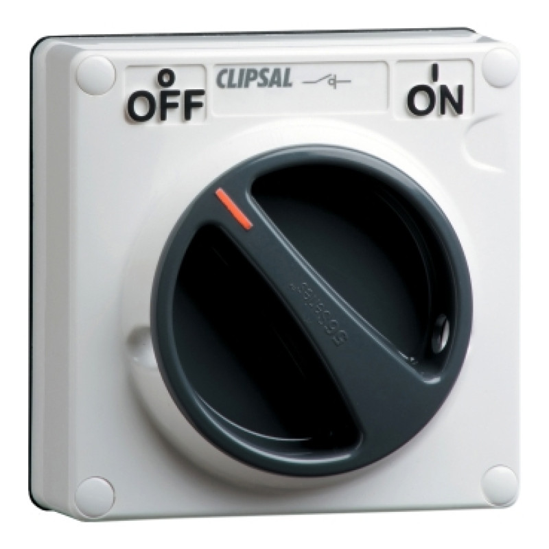 Schneider 56 Series PVC IP66 - 20A 1 Gang 4Pole Less Surface Switch - Enclosure (56SW420LE-GY)