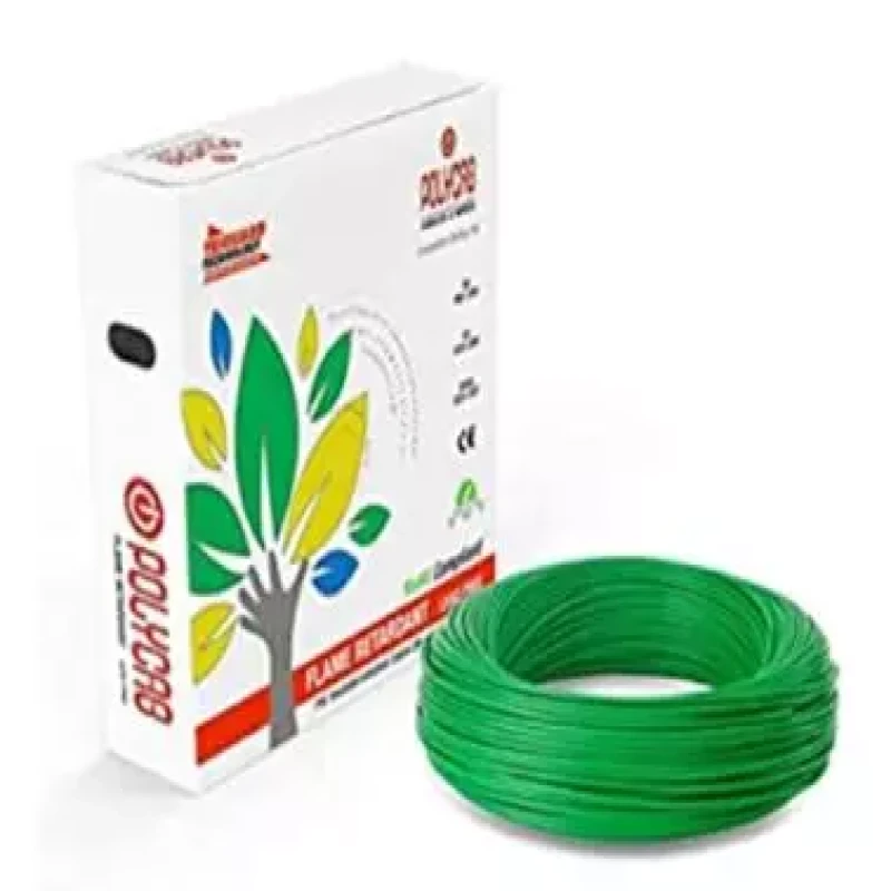 Polycab 1 Sq.mm Flame Retardant (FR-LF) PVC INSULATED INDUSTRIAL - HOUSE GREEN WIRE  (180 Mtrs)