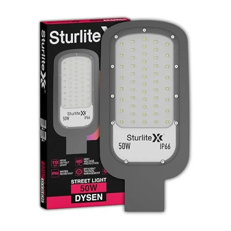 Sturlite Dysen 50W LED Street Light| Cool White 6500K Color Temperature LED Street Lamp| IP66 Waterproof Surge Protection Focus Light for Garage, Parking, Garden, Playground & Sidewalks - (Pack of 1)