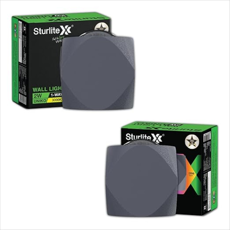 Sturlite Uniko 2Watt 1-Way LED Wall Light| 3K Color Temperature| Corrosion & Scratch Resistant| Aluminum Body with IP65-Weather Protection| Indoor & Outdoor Wall Mount Decorative Light - (Pack of 2)