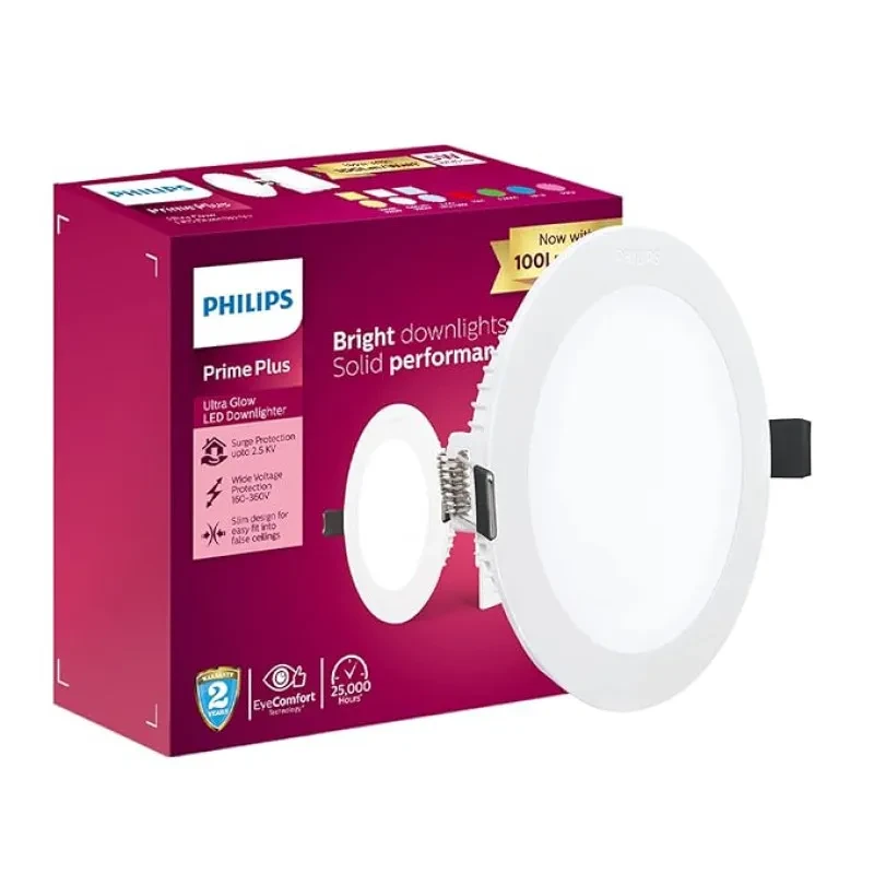 Philips 5W Round AP Plus UltraGlow LED DL Recessed LED Panel Ceiling Light (Pack of 1,Warm White)