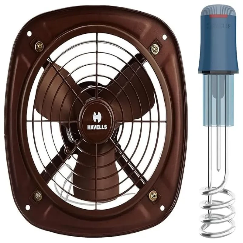 Havells Ventil Air DSP 230mm Exhaust Fan (Choco Brown) (FHVVEMTBRN09) Immersion heater HP15 Auto 1500 Watt (Blue)