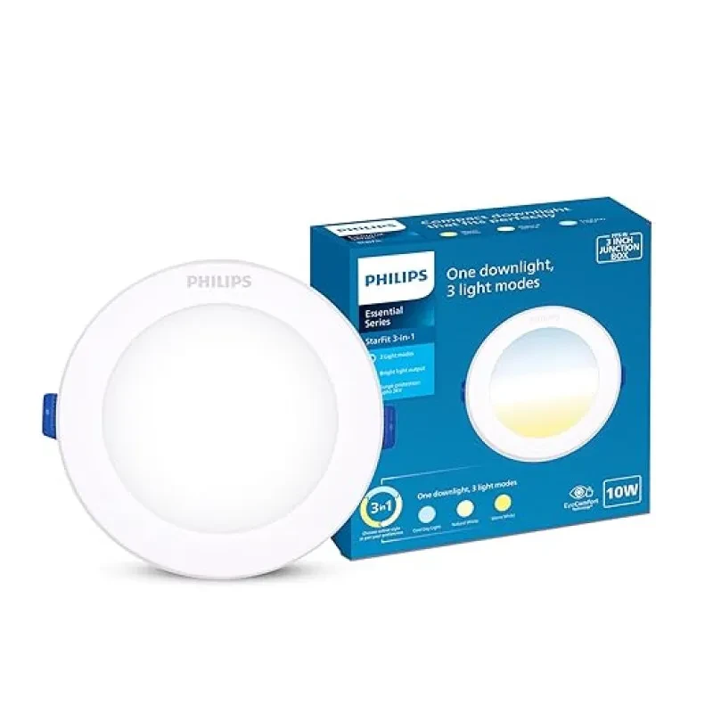 PHILIPS 10-watt 3 Colours in 1 LED Downlighter | Starfit 3 Colours in 1 LED Downlighter for Home & Decoration | Colour : Tunable White, Pack of 1