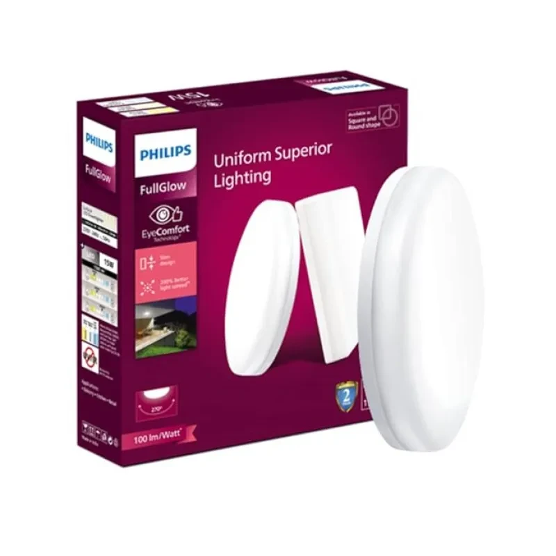 PHILIPS Rimless Full Glow 15-watt Round LED Surface Downlighter | Surface LED Downlight for Ceiling | LED Ceiling Light for Home & Hall | Natural White,Pack of 1