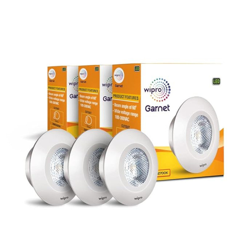 wipro 2W Intergrated Spotlight 2700K(Pack Of 3)