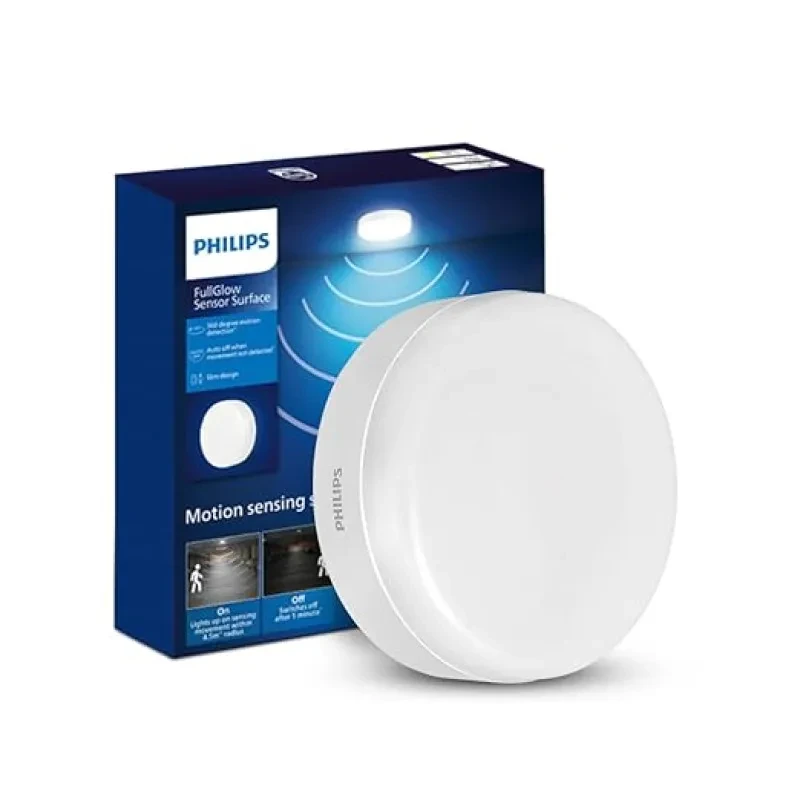 PHILIPS Full Glow Motion Sensor 15-watt Round LED Surface Downlighter | Full Glow Sensor Surface Downlight for Ceiling | LED Sensor Ceiling Light for Home & Hall | Warm White,Pack of 1