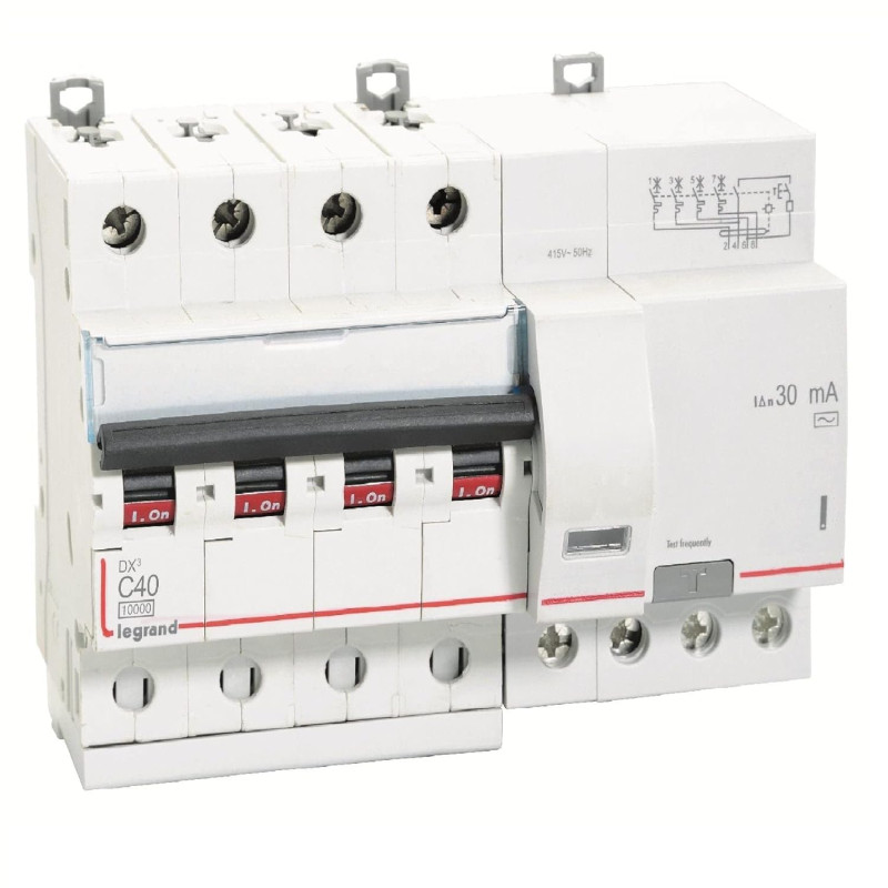 Legrand DX3 RCBOs - Four Pole 415 V~ (40A - 30mA) Type - AC