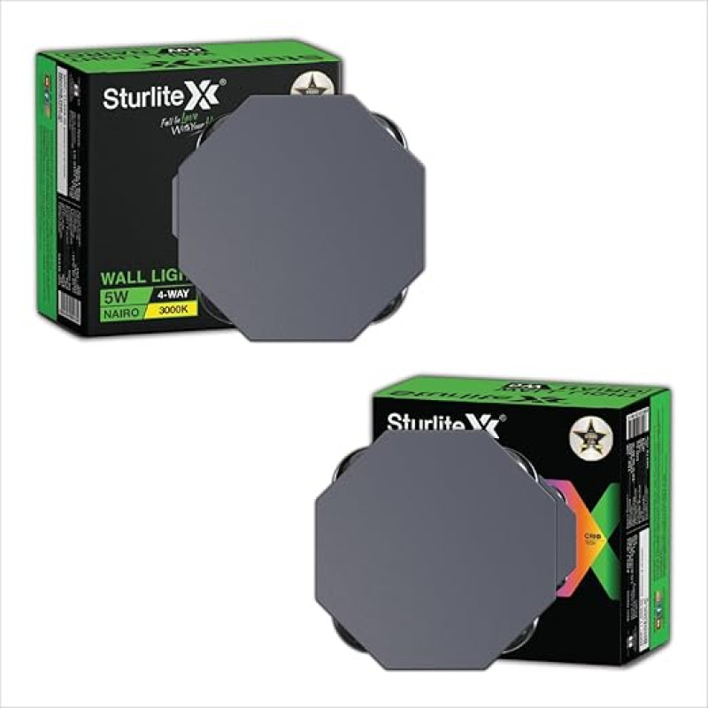 Sturlite Nairo 5Watt 4-Way LED Wall Light| 3K Color Temperature| Corrosion & Scratch Resistant| Aluminum Body with IP65-Weather Protection| Indoor & Outdoor Wall Mount Decorative Light (Pack of 2)