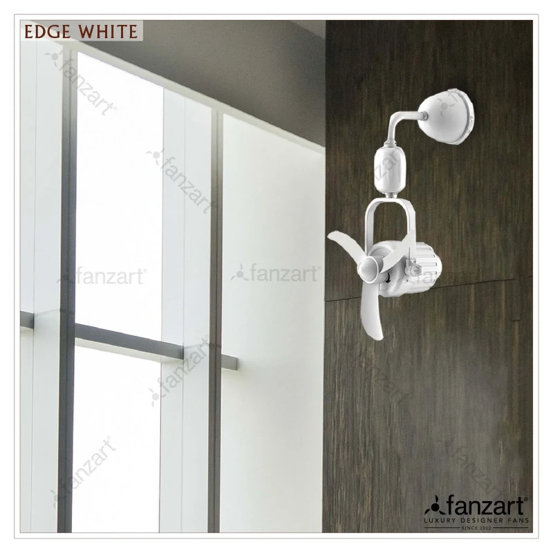Fanzart Edge Wall Mount – 15” Wall Mounted fan with 3 x ABS Matte White blades, 90 degree Oscillation, BLDC motor and Remote Contol