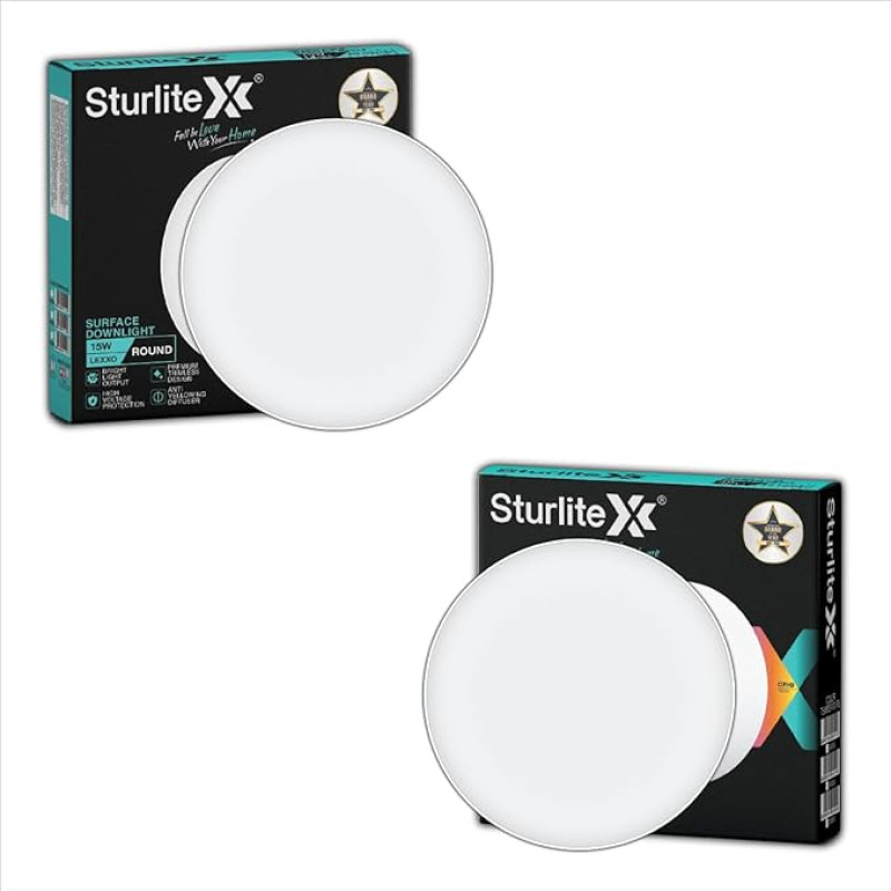 Sturlite Lexxo 15W Round LED Surface Light| 6500k Cool White Color Temperature|  (Pack of 2)