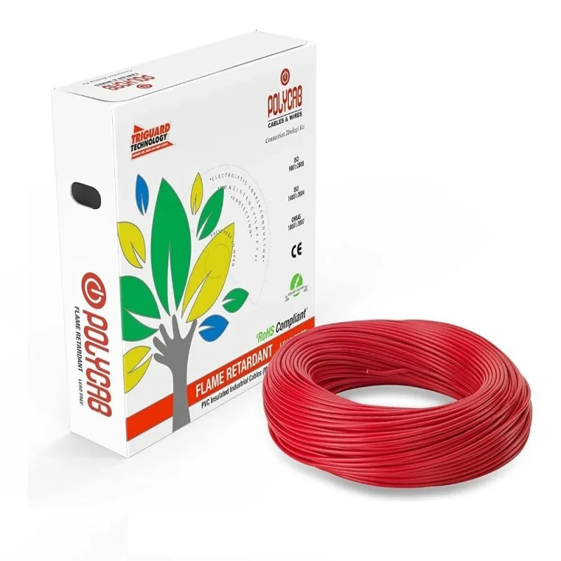 Polycab 10 Sqmm, Pvc Insulated Copper Flexible INDUSTRIAL - HOUSE FR-LF WIRE (90 Mtrs)