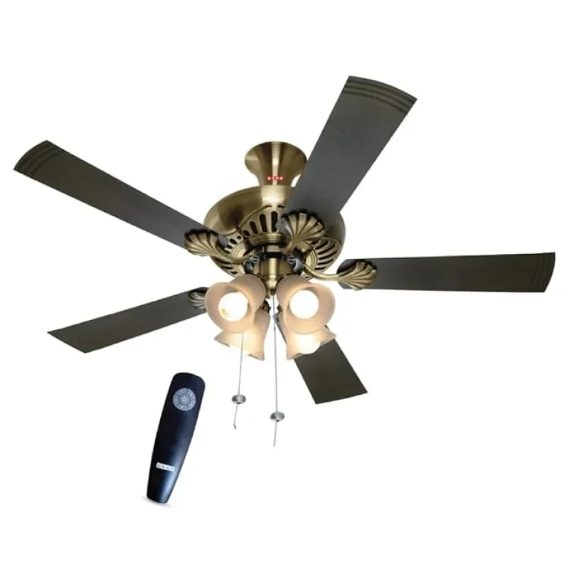 USHA Fontana Maple Ceiling Fan 1250mm with Decorative Underlight and RF Remote|1 Star Rating| 100% Copper Motor| 2 Years Warranty| Free Standard Installation (Antique Brass Black, Pack of 1)