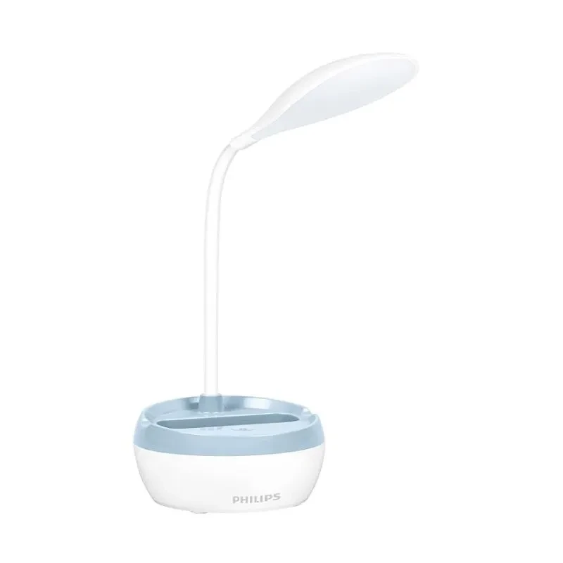 PHILIPS Onyx Blue Rechargeable LED Table Lamp with Mobile & Pen Holder| 5W Bedside Dimmable LED Desklight with Gooseneck & 360 Degree Flexibillity | 1800 mAh Battery with 2.5 hrs Backup