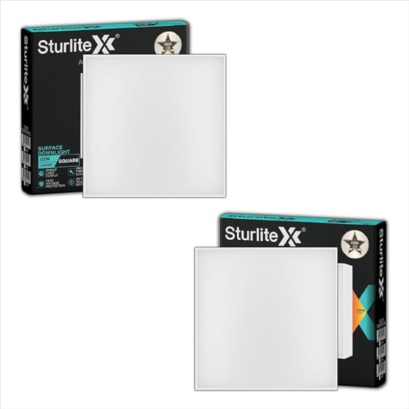 Sturlite Lexxo 22W Square LED Surface Light| 6500K Cool White Color Temperature  (Pack of 2)