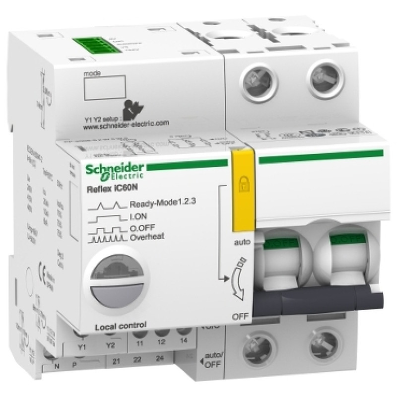 Schneider Reflex iC60 - Integrated Control & Overcurrent Protection Device - C Curve - Double Pole - 25A - (A9C62225)