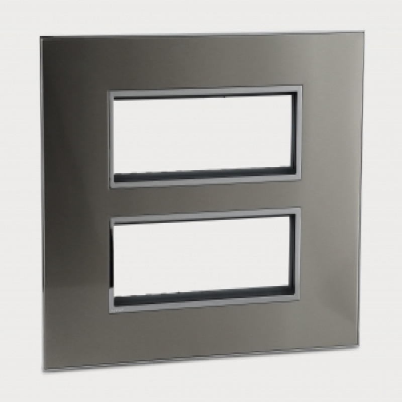 Legrand Arteor Metal Finish Square Cover Plate w Overmoulded Plate 2x6 Module (Stainless Steel)