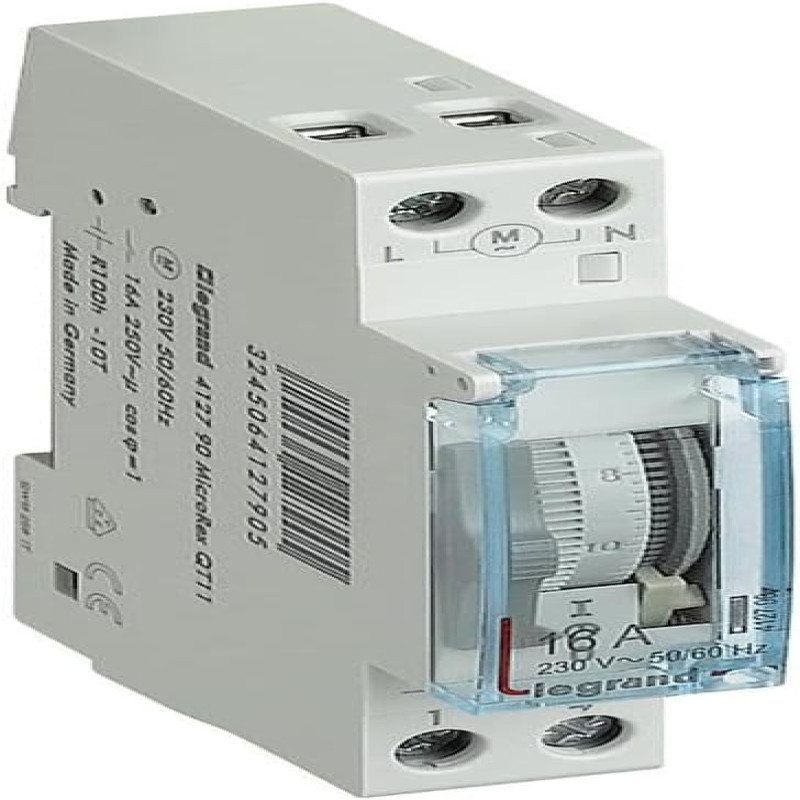 Legrand DX3 Programmable Time Switches - Vertical Dial N/O Contact - with 100h working Reserve-Minimum Switching time: 15min (1M)