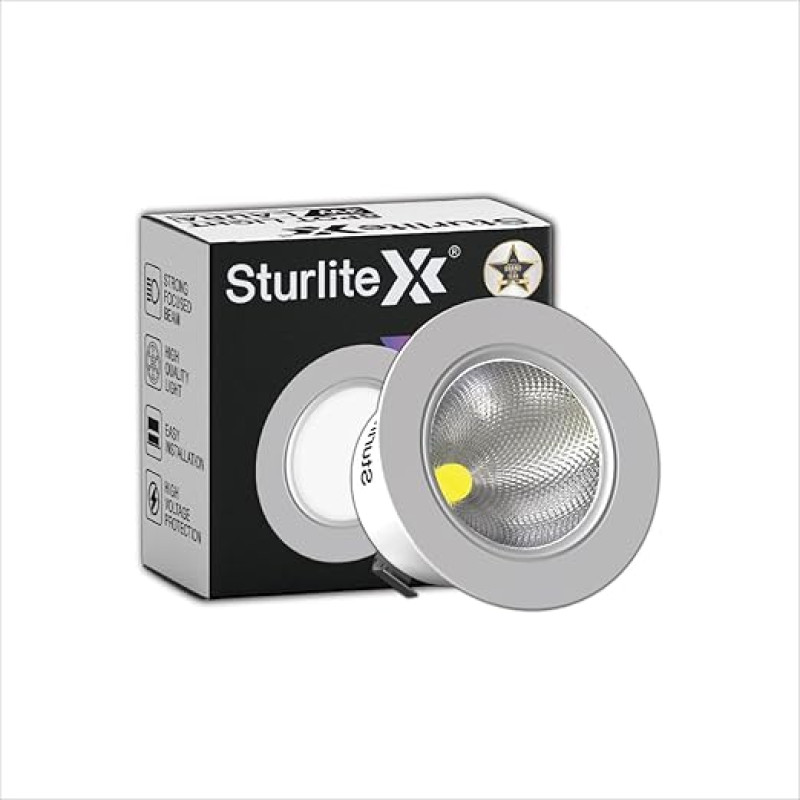 Sturlite Laura 3W LED Spotlight| 6500K Cool White Color Temperature| 36mm-Cutout & Compact Design Ceiling Ligh| CRI Tech With High Voltage Protection Downlight - Pack of 1