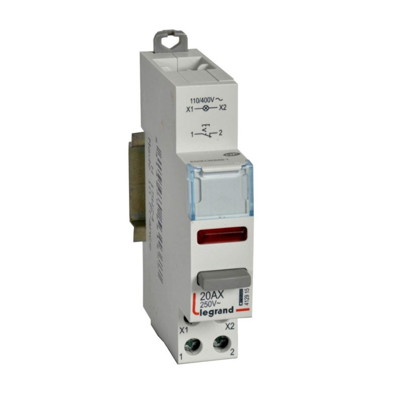 Legrand DX3 Push button cum switch - Contact 1 NC + red indicator - 20A 250V~ AC (1Module)
