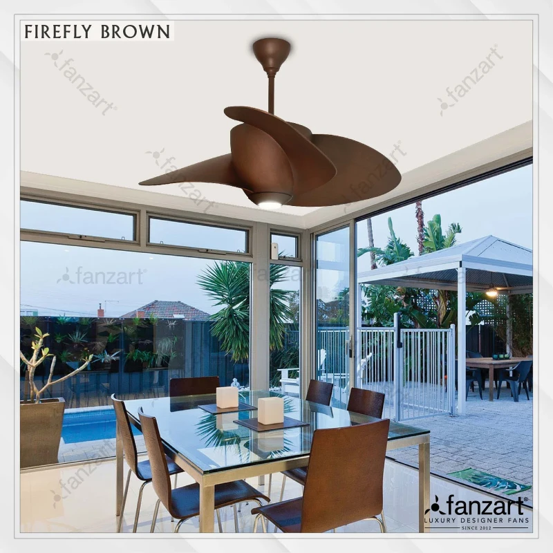 Fanzart Firefly Walnut – 44″ Modern fan with 3 x ABS Walnut finish blades, BLDC motor, Summer-Winter feature and Remote Control