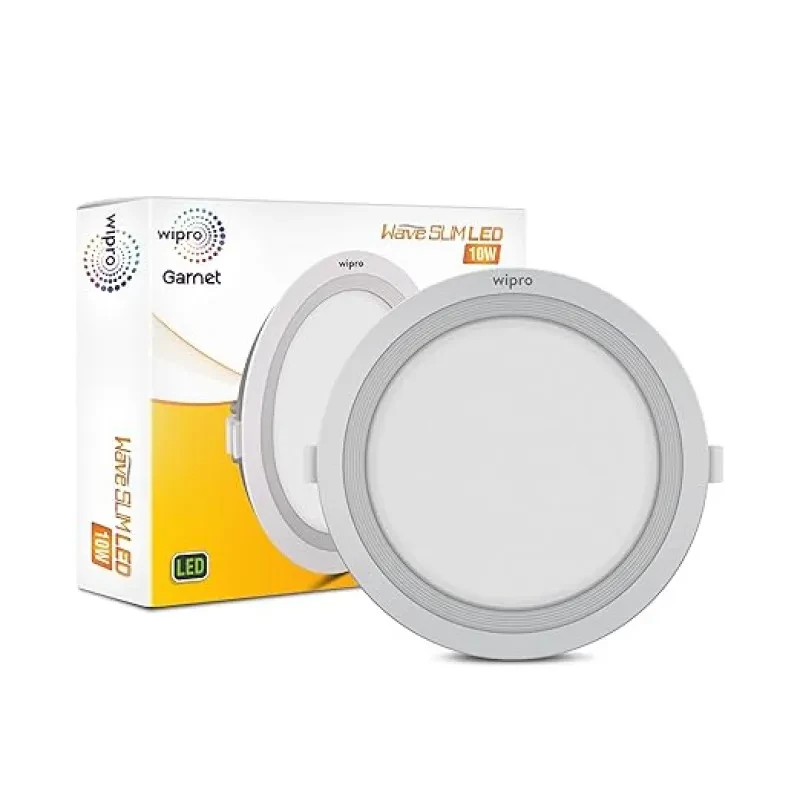 wipro Garnet 10W Round Led Wave Panel Light for Ceiling|Warm White Light (3000K)|Ultra-Slim Design|Recessed Down Light for False Ceiling|Pop Ceiling Light|Cutout - 125Mm|Pack of 1,